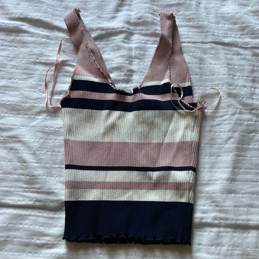 LF Navy Blue, White, and Pink stripped tank top